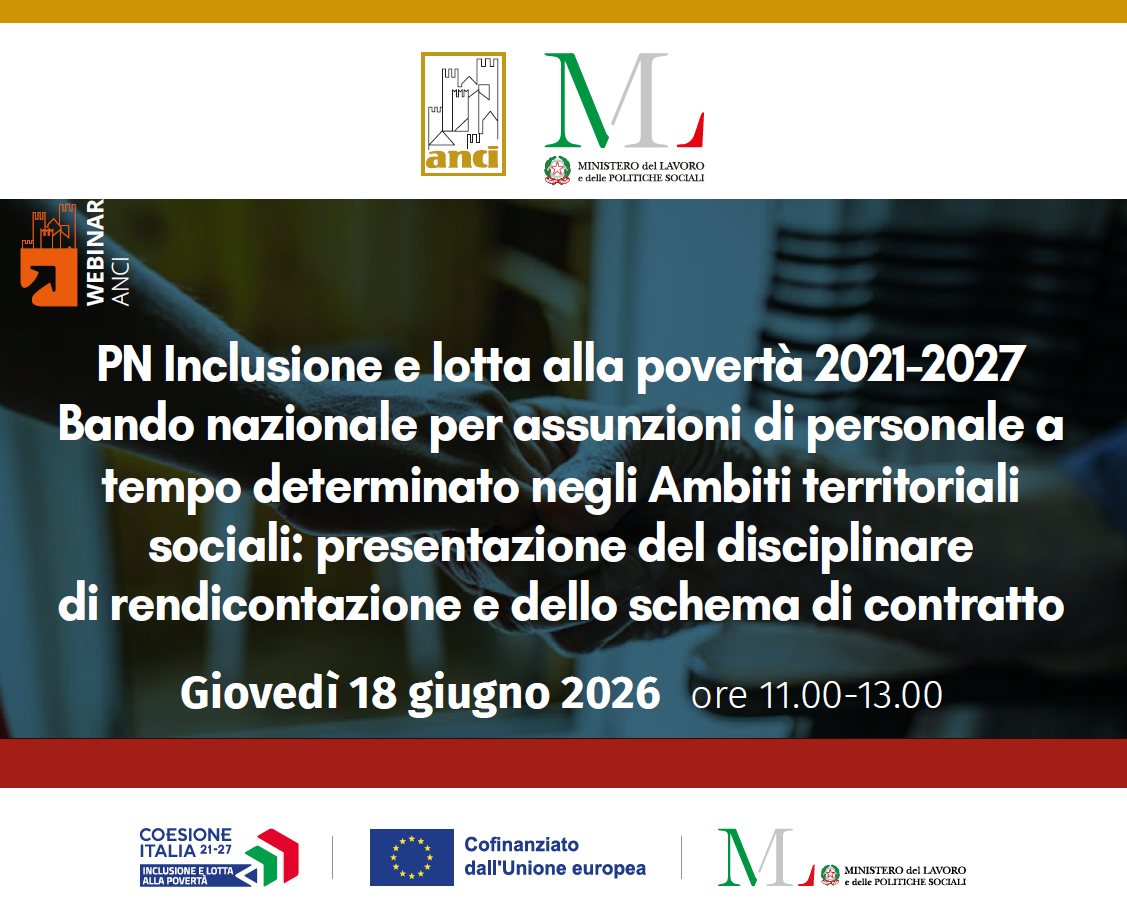 Webinar ANCI-MLPS | PN Inclusione e lotta alla povertà 2021-2027